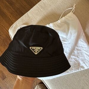 Authentic Prada black nylon bucket hat - worn once, like new
